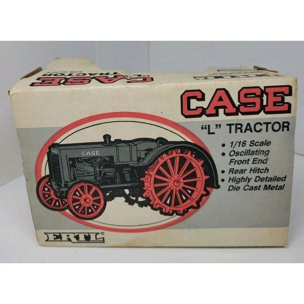 Vintage 1987 Ertl 1:16th Scale Case L Tractor on Red Steel Wheels, #450, NIB